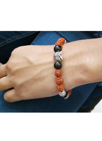 Rudraksha Bracelet OWL Face Onyx